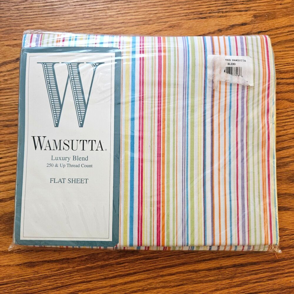 Wamsutta Twin Flat Sheet Multicolor Stripes Luxury Blend 250 TC Cotton Polyester
